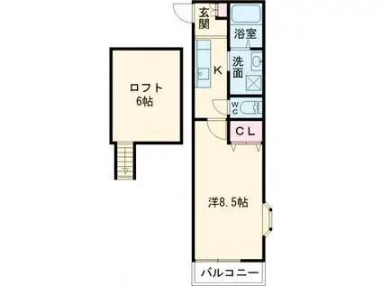 グリムコート(1K/2階)の間取り写真