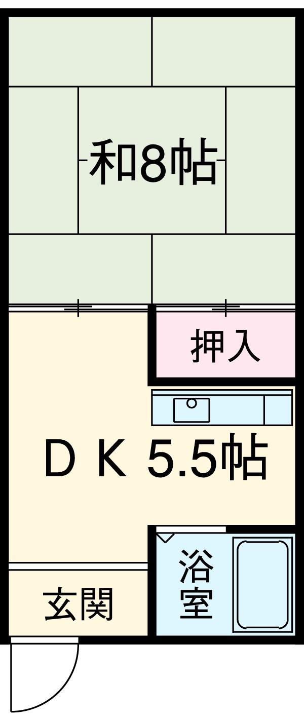 オガワハイツ(1DK/2階)の間取り写真