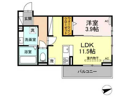 D-SQUARE平川本町(1LDK/3階)の間取り写真