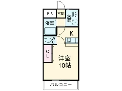 アストリア(ワンルーム/2階)の間取り写真