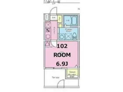 ヴォレ ソレイユ西都賀(1K/1階)の間取り写真