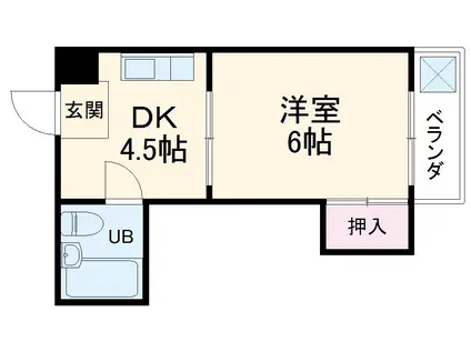 タケセイハイツ内田橋(1DK/4階)の間取り写真