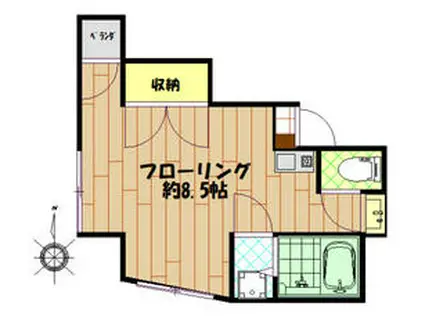 バンビーノ(ワンルーム/2階)の間取り写真