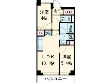 パークアクシス千歳船橋(2LDK/4階)の間取り写真