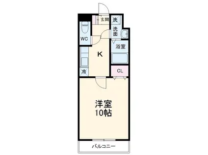 ジュネス福川(1K/3階)の間取り写真