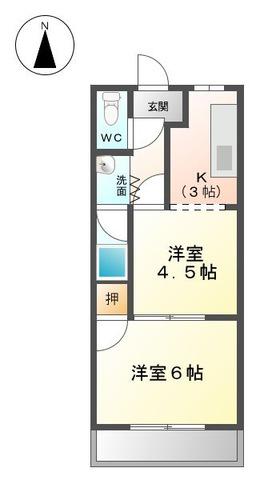 ハインスハイムⅢ(2K/1階)の間取り写真