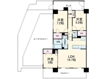 バースシティ溝の口ウエスト(3LDK/5階)の間取り写真