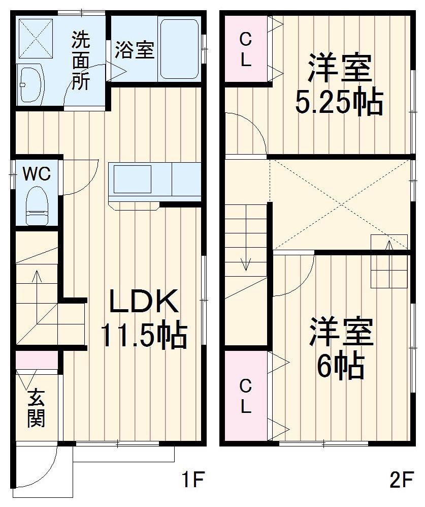 四日市あすなろう 内部駅 徒歩12分 2階建 築17年(2LDK)の間取り写真