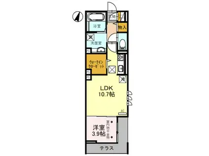 インペリアルヒルズ(1LDK/1階)の間取り写真