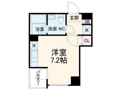 マーレ横浜白金(ワンルーム/7階)の間取り写真