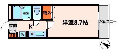 ビエンフェオークラⅡ(1K/2階)の間取り写真