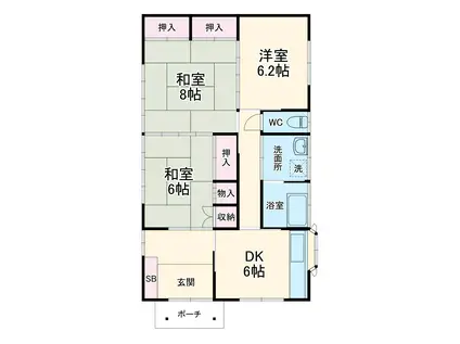 東武鉄道野田線 柏駅 バス乗車時間:10分 中井バス停で下車 徒歩4分 1階建 築33年(3DK)の間取り写真
