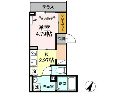 アナシエ南篠崎町Ⅰ(1K/2階)の間取り写真