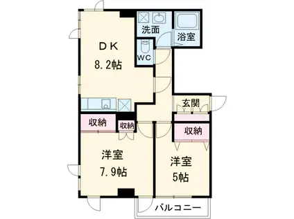 第2アーク山﨑(2DK/3階)の間取り写真