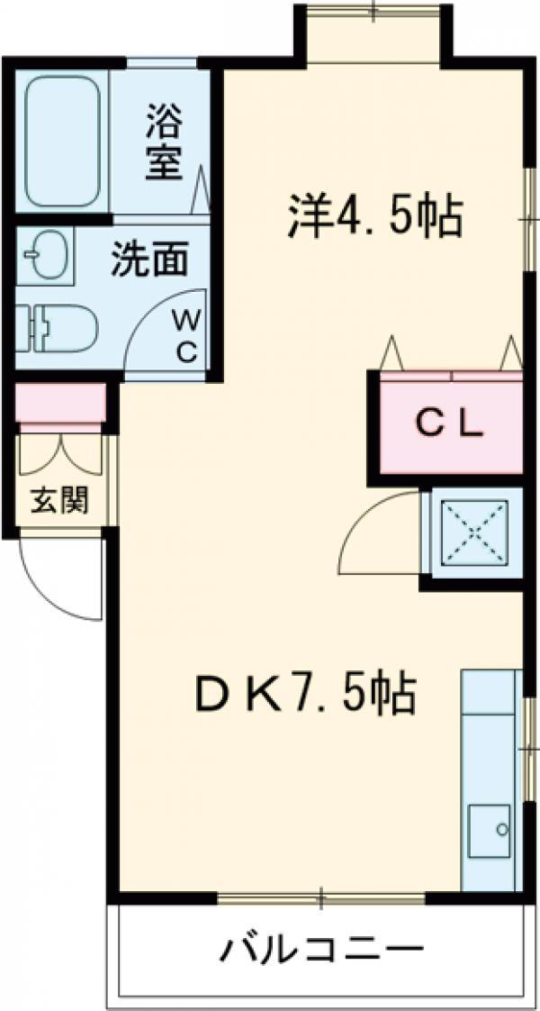 コーポ富士見(1DK/2階)の間取り写真