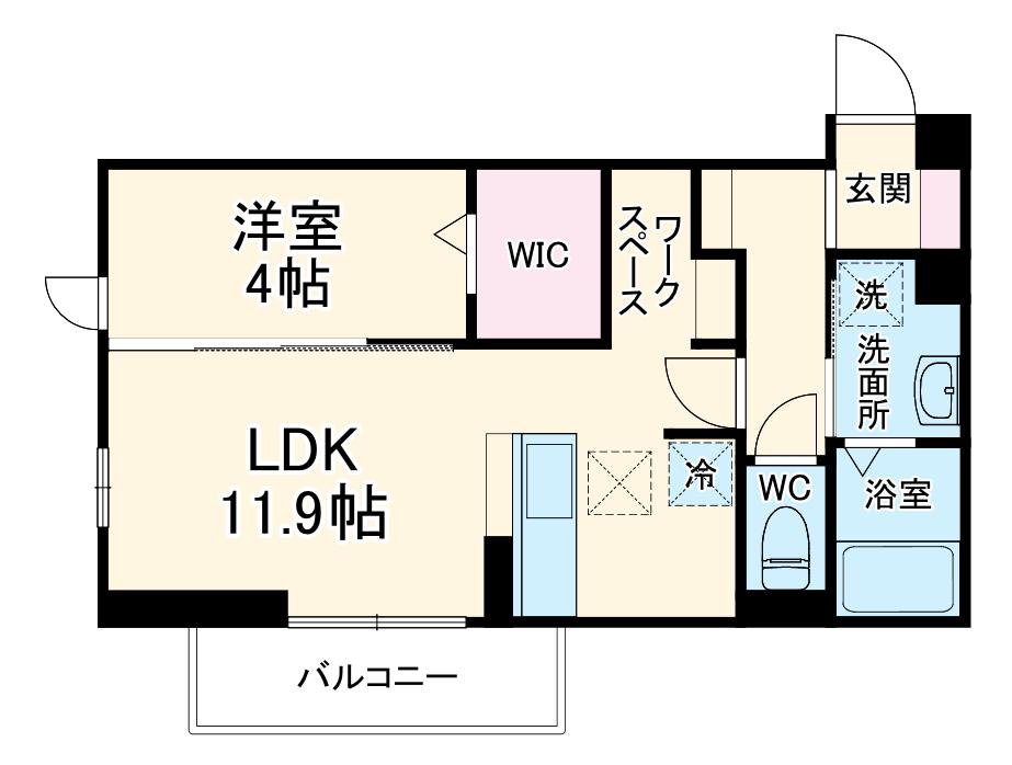 K&C成島(1LDK/1階)の間取り写真