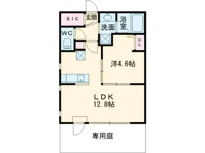 レジデンスELM(1LDK/1階)の間取り写真