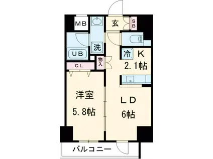 グリーンリーフ西早稲田(1LDK/5階)の間取り写真