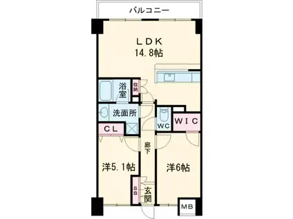 コルティーレ久が原(2LDK/2階)の間取り写真