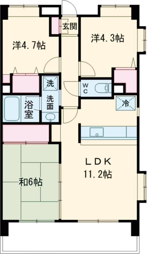 ライオンズマンション西国立第2(3LDK/2階)の間取り写真