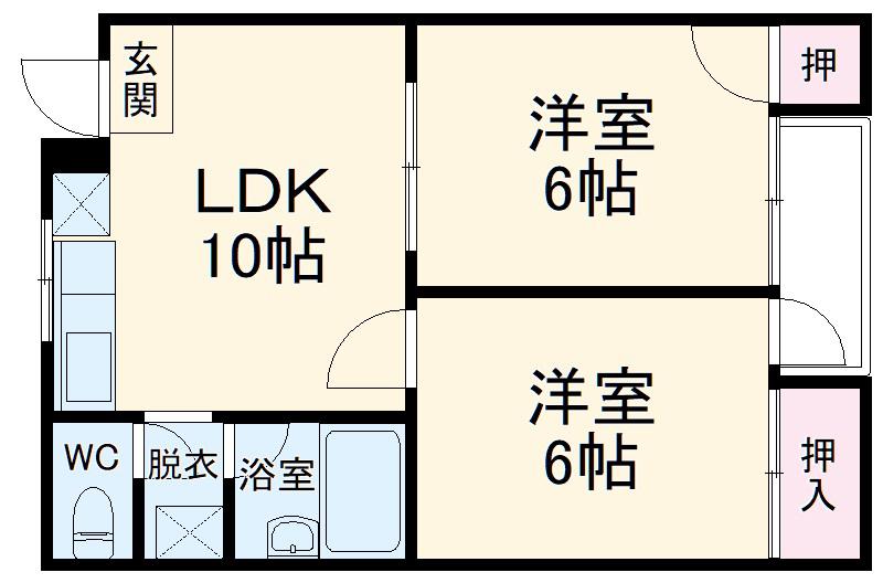 NEROSSO豊中(2LDK/3階)の間取り写真