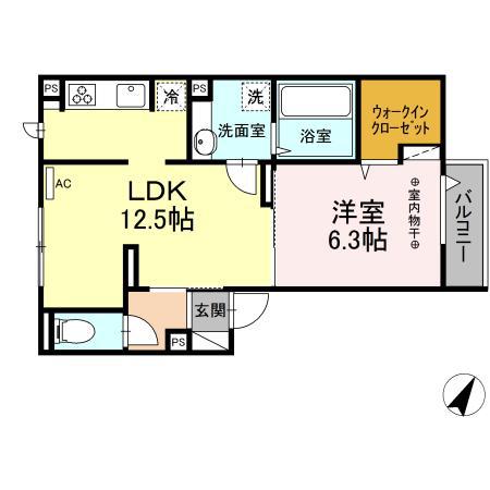 グランディール(1LDK/2階)の間取り写真