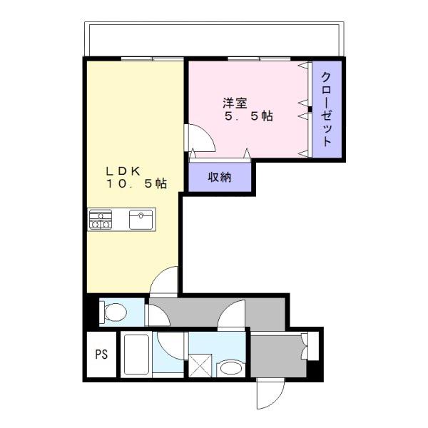 水切浅田ビル(1LDK/5階)の間取り写真