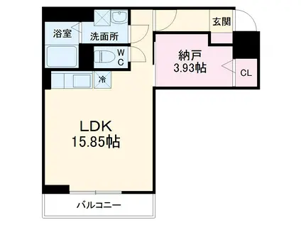 ドゥナーレ名駅西(1LDK/2階)の間取り写真