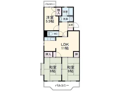 ジュネス星野(3LDK/2階)の間取り写真