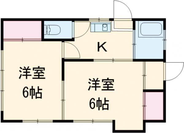 青梅線 西立川駅 徒歩19分 1階建 築57年(2K)の間取り写真