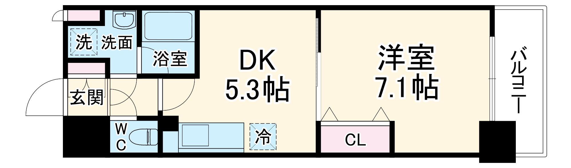 南森町プライマリーワン(1DK/2階)の間取り写真