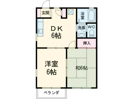 プルメリアガーデンD(2DK/1階)の間取り写真