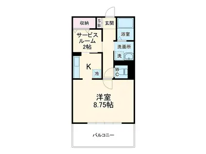 パレットサンク公津の杜B棟(1SK/2階)の間取り写真