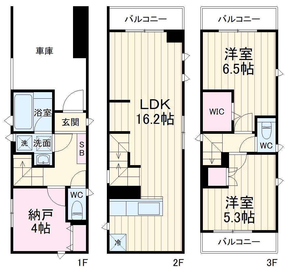 南武線 武蔵中原駅 徒歩6分 3階建 築4年(2SLDK)の間取り写真