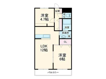 KANADEBITO(2LDK/2階)の間取り写真
