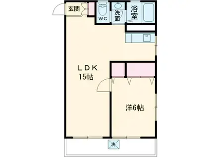 ローズレジデンス(1LDK/3階)の間取り写真
