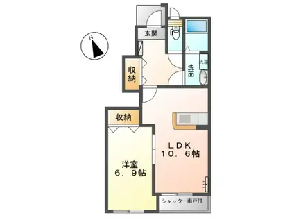 メルヴェール(1LDK/1階)の間取り写真