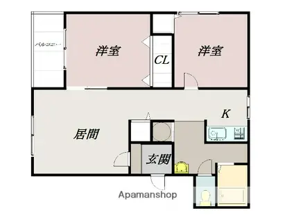 JACK ATSUTAKOSHI Ⅰ(1LDK/2階)の間取り写真