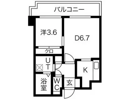 レジデンスヤマザキⅡ(1K/2階)の間取り写真