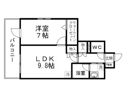 ラフィーネ西谷(1K/1階)の間取り写真