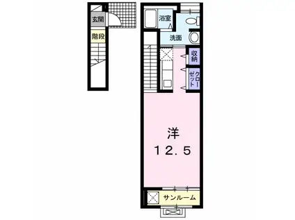 レオパレスメイローズ(1K/2階)の間取り写真