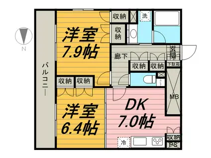 ぷちあみ蕨(ワンルーム/2階)の間取り写真