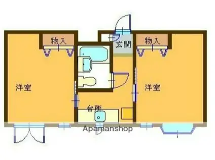 キャトルメゾン(1K/2階)の間取り写真