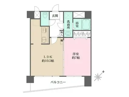 プライムビレッジイースト棟(1K/2階)の間取り写真