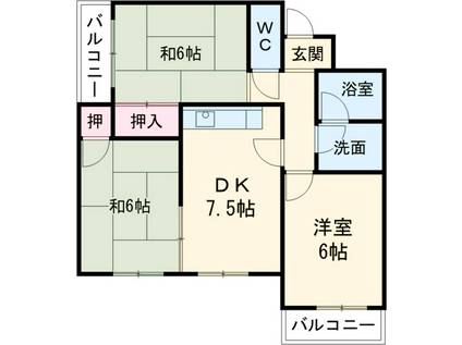 メゾン千咲(3DK/1階)の間取り写真