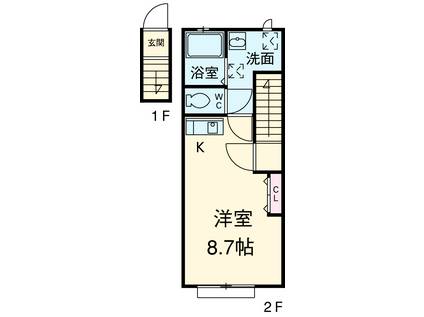 パラッツオ聖蹟(ワンルーム/2階)の間取り写真