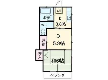千葉県船橋市西習志野1丁目-の建物(1DK/2階)の間取り写真