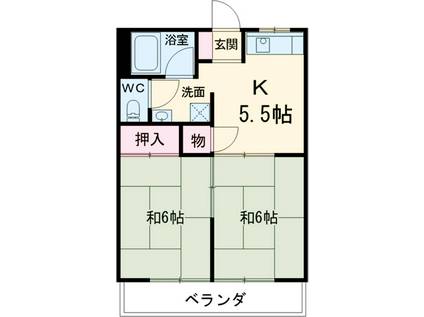 奥林ハイツⅠAB(2DK/2階)の間取り写真