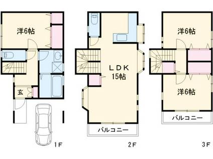 神奈川県横浜市港北区樽町4丁目-の建物(3LDK)の間取り写真