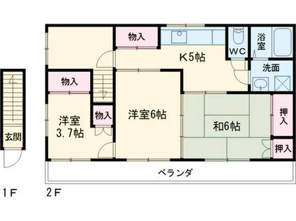 コーポシバタ(3K/2階)の間取り写真